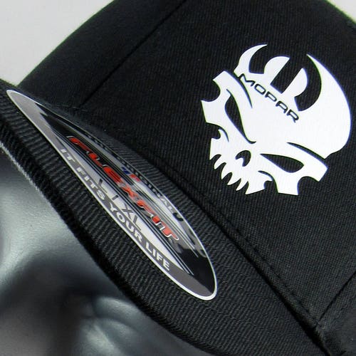 Mopar Skull Flexfit Custom Fitted Hat Skull Cap Racing Etsy
