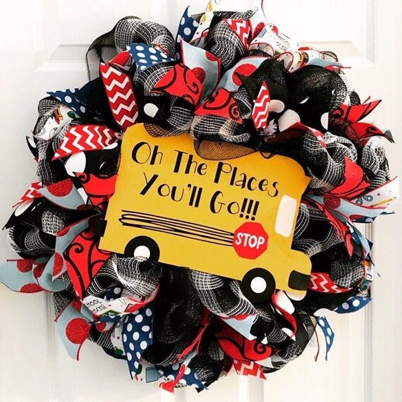 Oh The Places You Ll Go Front Door Wreath Dr Seuss Etsy