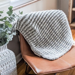 Fisherman&#39;s Rib Throw Blanket Knitting Pattern, Easy Throw Blanket Knitting Pattern, Knit Throw Pattern, Chunky Knit Blanket Pattern