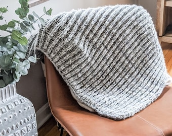 Fisherman's Rib Knit Throw Blanket Pattern: Bulky Yarn, 6 Sizes (PDF Pattern)