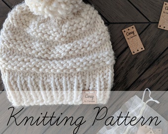 Chunky Knit Beanie Pattern, Hat Knitting Pattern, Beginner Hat Knitting Pattern, Hat Knitting Pattern, Modern Knit Hat