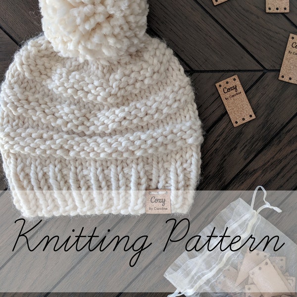 Chunky Knit Beanie Pattern, Hat Knitting Pattern, Beginner Hat Knitting Pattern, Hat Knitting Pattern, Modern Knit Hat