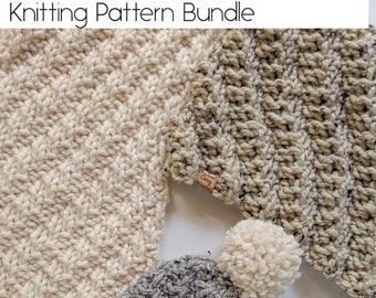 Knitting Pattern Bundle, Beginner Knitting Pattern, Scarf Pattern, Cowl Pattern, Hat Pattern, Knit Pattern Bundle, Easy Knitting Patterns