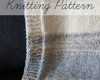 Knitting Pattern, Neutral Throw Blanket Pattern, Beginner Knitting Pattern, Easy Knitting Pattern, Light Weight Knitting Pattern