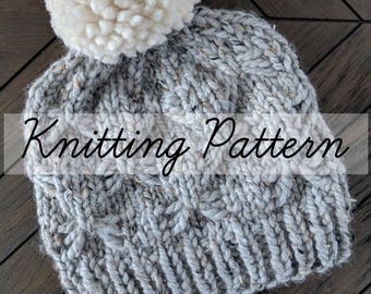 Knitting Pattern, Knit Hat Pattern, Trendy Winter Hat, Classic Winter Hat Pattern, Intermediate Beanie Pattern, Knit Hat Pattern, Bow Hat