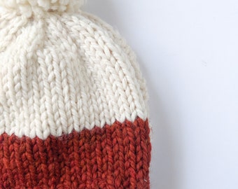 Color Block Beanie Knitting Pattern: Easy Two-Color Knit Hat (PDF Pattern)