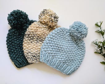 Knitting Pattern, Seed Stitch Beanie Pattern, Knit Hat Pattern, Easy Knit Hat Pattern, Beginner Knit Hat Pattern, Seed Stitch Knit Pattern