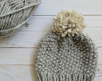 Seed Stitch Knit Beanie Pattern: Beginner Squishy Hat (PDF Pattern)