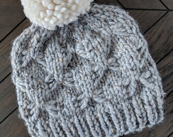 Bow Knot Chunky Knit Hat Knitting Pattern: Bulky Yarn (Digital Download)