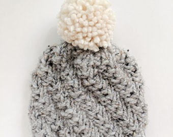 Chunky Knit Swirl Beanie Pattern: Beginner Knitting (PDF Download)