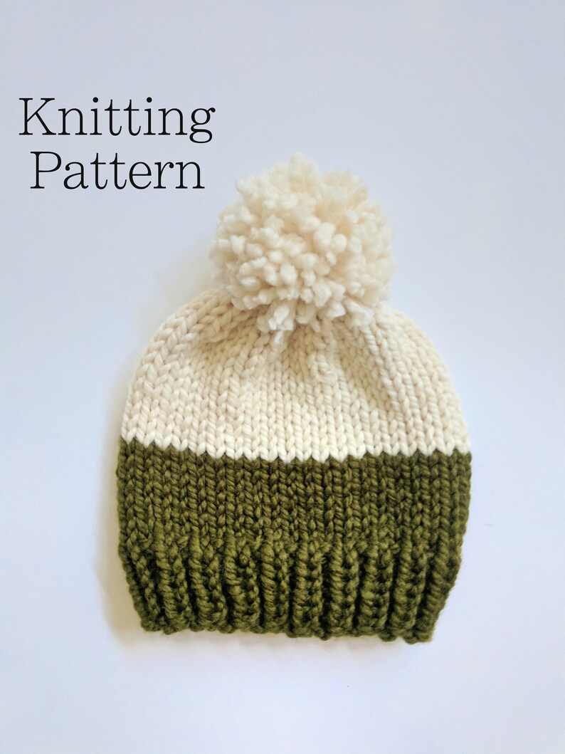 Knitting Pattern Color Block Beanie Pattern Trendy Winter Etsy