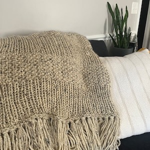 Beginner Knit Blanket Pattern, Simple to Follow Chunky Knitting Pattern, Basic Knitting Instructions for Knit Throw Blanket