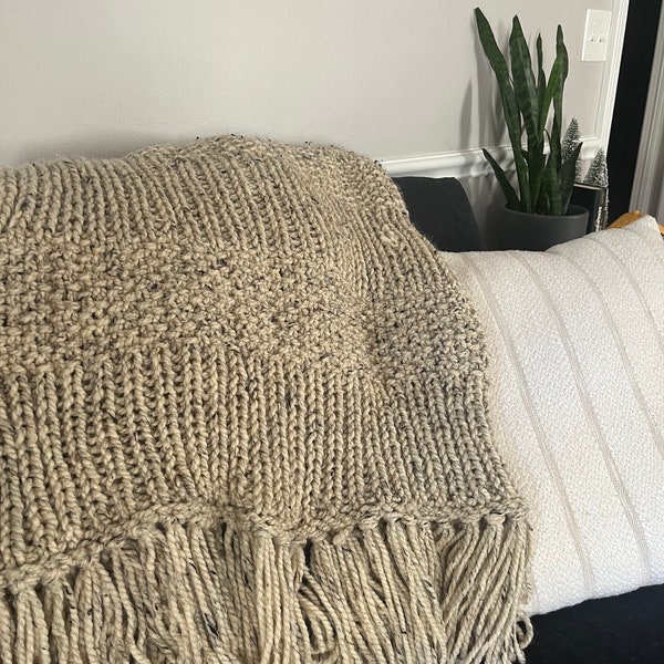 Beginner Knit Blanket Pattern, Simple to Follow Chunky Knitting Pattern, Basic Knitting Instructions for Knit Throw Blanket