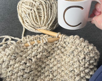 Chunky Seed Stitch Cowl Knitting Pattern: Knit in the Round (PDF Pattern)