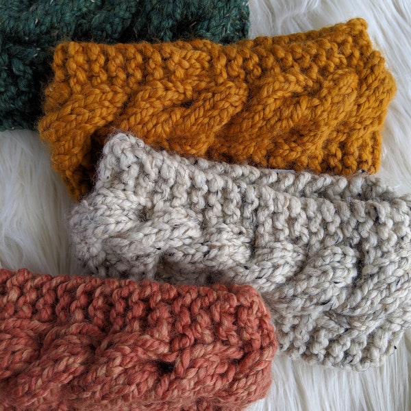 Knitting Pattern, Cable Knit Headband Pattern, Beginner Knit Ear Warmer, Winter Headband Knitting Pattern, Cable Knitting Pattern, Easy Knit
