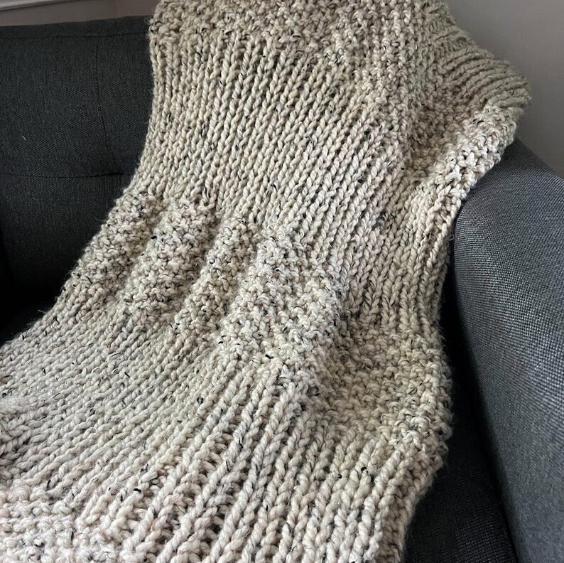 Beginner Knitting Pattern Chunky Knit Throw Blanket Pattern Etsy