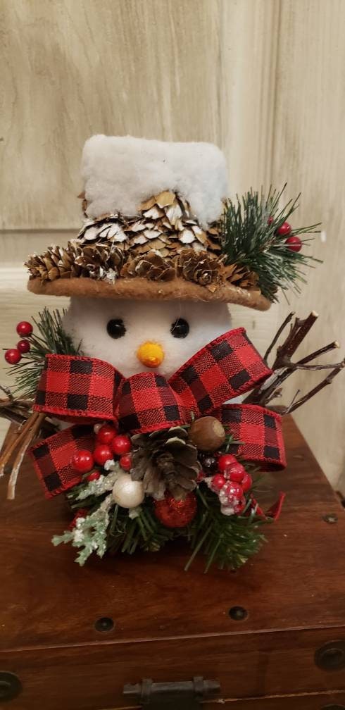 Rustic Snowman Pinecone Snowman Farmhouse Decor Christmas - Etsy