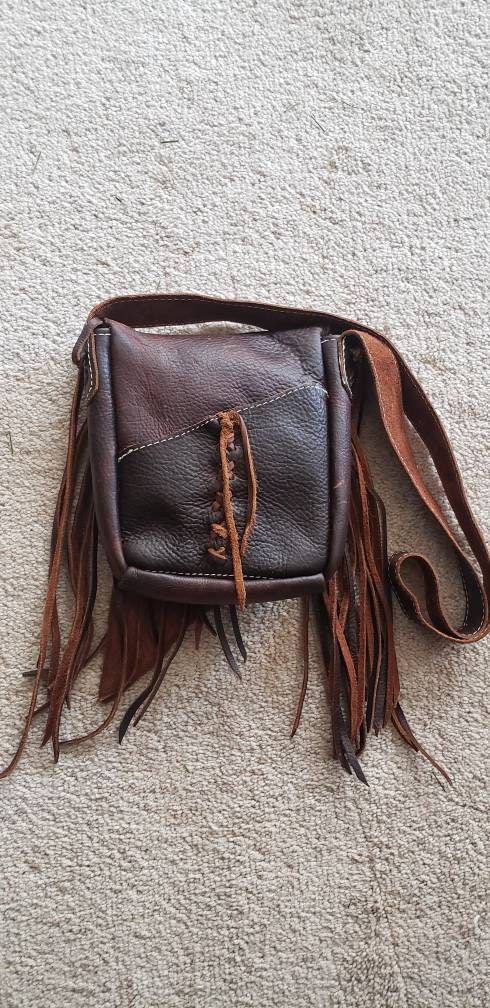 Distressed Leather Bag Brown Leather Bag Leather Fringe Bag | Etsy