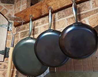 Set of Shallow Fry Pans includes 9", 11", 13" - Hand Forged