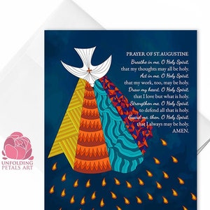 St. Augustine's Prayer Card To The Holy Spirit [Pack Of 10 With Envelope] Pentecost Confirmation Gift, Baptism Gift, Catholic Friend Gift