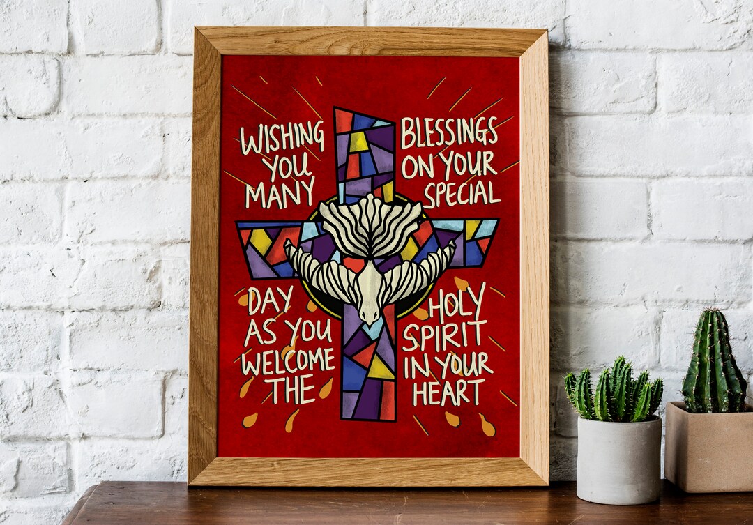 Holy Spirit Catholic Art Gifts Wall Art Print Baptism Pentecost Gift