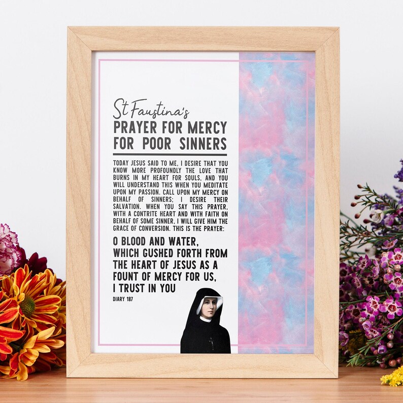 PRINTABLE St Faustina Kowalska Prayer for Sinners. Catholic Etsy