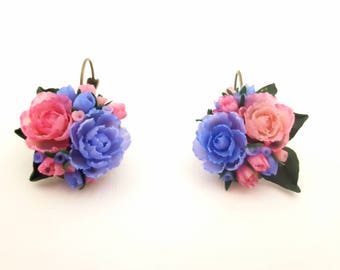 Romantique earrings made from polymer clay. Perfect gift for her ! Valentine's day gift!