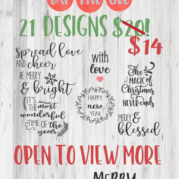 Christmas SVG Bundle, Save, Holiday Bundle Vector, Xmas Svg, Christmas Cut Files, Merry Christmas, Silhouette and Cricut Design Files