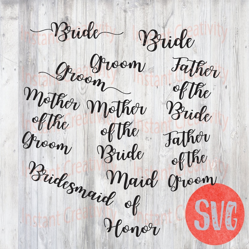 Wedding SVG Bundle Bride Groom Svg Maid of Honor DXF Svg ...