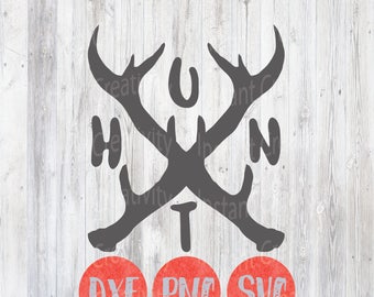 Caza Svg, asta de ciervo rústica, diseños de archivos de corte de vinilo, decoración del hogar Svg, silueta y cricut, png, Dxf, vector, Onesie archivos, bebés,