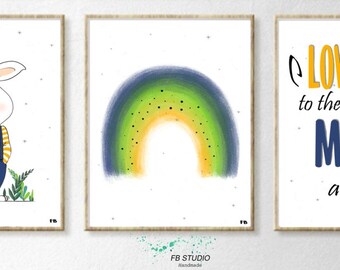 プリント 3 枚セット - 子供用装飾 - 動物 - ウォールアート - 動物 - 寝室用プリント - 子供用装飾 - 動物のポスター