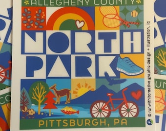 North Park Sticker: Pittsburgh Vinyl Decal for Water Bottles & Laptops
