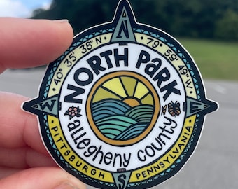 North Park Pittsburgh Vinyl Sticker – Whimsical Compass Lake Decal (3 Inch)
