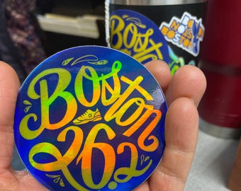 Boston 26.2 Marathon Sticker: Holographic Runner Gift