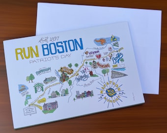 Boston Marathon Notecard, Runner Greeting Card