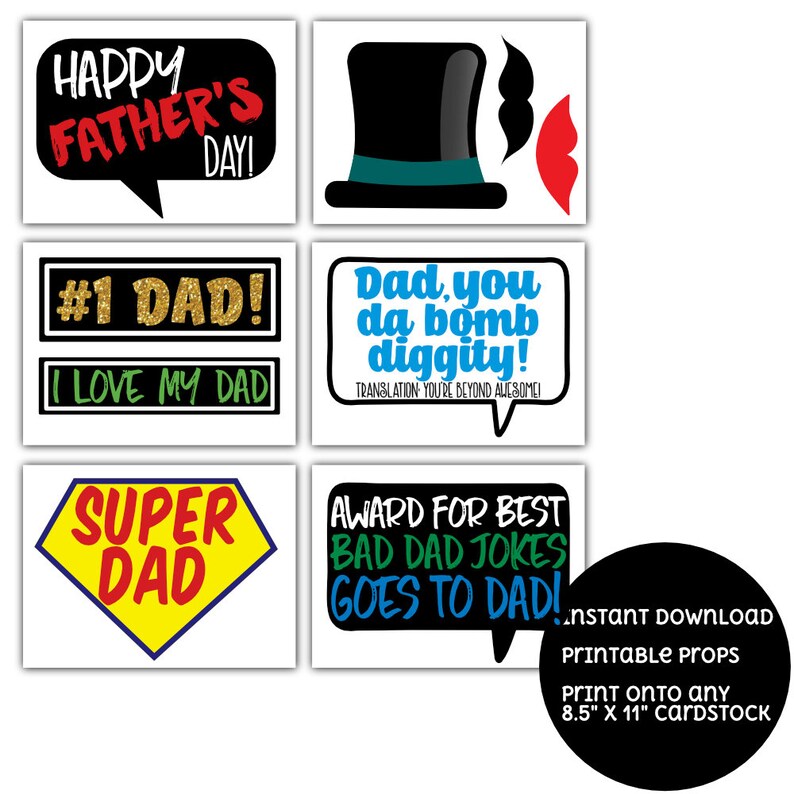 Father's Day Photo Booth Props 35 Printable Party Props - Etsy