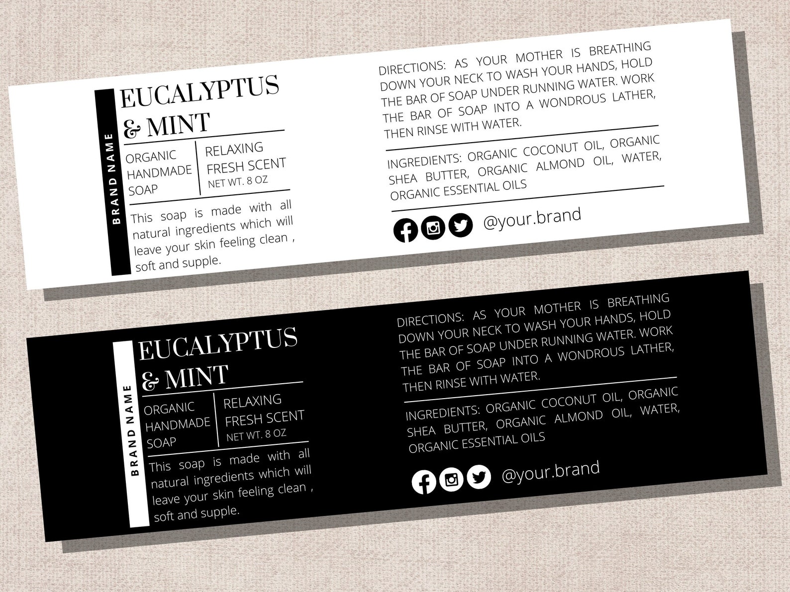 Bar Soap Label Template Download Editable Soap Label DIY - Etsy