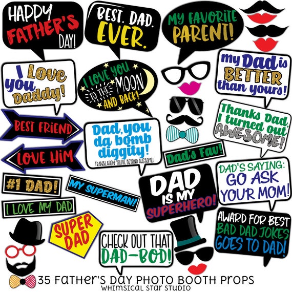 Father's Day Photo Booth Props 35 Printable Party Props | Etsy