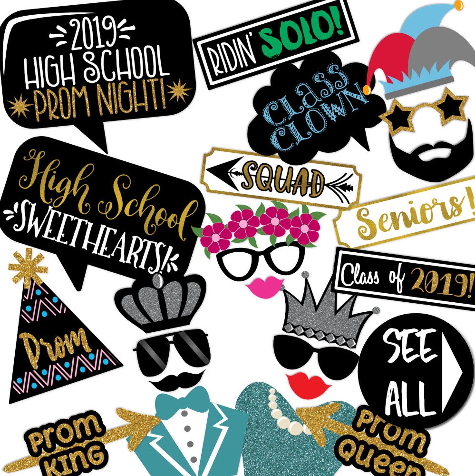 high-school-prom-photo-booth-props-44-printable-party-props-etsy