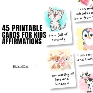 Cartões de afirmação para impressão: afirmação digital positiva diária para crianças | Cartões de conversa interna positivos para o bem-estar das crianças.