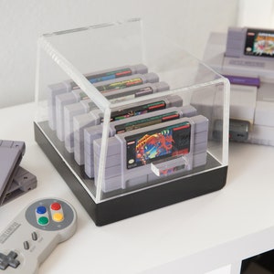 Acrylic BitLounger S Modular Storage for Retro Video Games Cover for Super Nintendo and SNES Games Collector Case | 90%+ UV Resistant