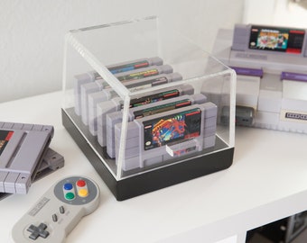 Acrylic BitLounger S Modular Storage for Retro Video Games Cover for Super Nintendo and SNES Games Collector Case | 90%+ UV Resistant