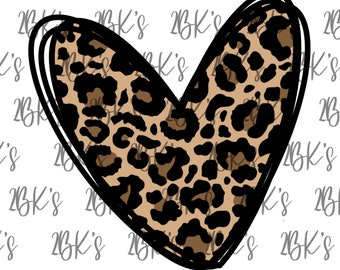 Leopard print heart PNG cheetah print heart
