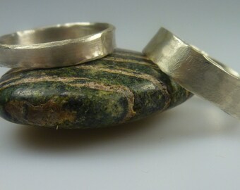 Wedding rings, fair trade product, side hammered, silver, handmade jewellery,