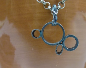 Silver chain pendant, fair trade material, blackened, handmade, genuinely unique, anchor chain, gift idea