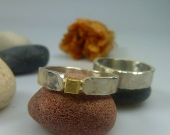 Bicolor wedding rings, fair trade material, handmade, wedding rings, gold and silver, made to order.
