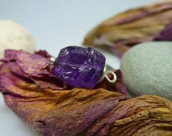 Raw amethyst, pendant, gemstone, handmade, great gift idea.