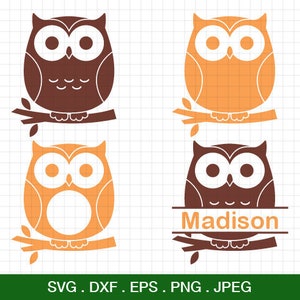 Owl Svg, Owl Monogram frames SVG, Cute Owl svg, Owl Monogram, Cute Owl, SVG Cutting Files, for Cricut & Silhouette, Svg, Eps, Dxf, Png, Jpg