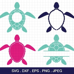 Sea Turtle SVG, Sea Turtle Monogram frames SVG, Sea Turtle Silhouettes, summer svg, beach svg, for CriCut Silhouette, svg eps jpg png dxf