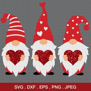 San Valentino Gnomes Svg, San Valentino Svg, Gnomi con Cuore Svg, San Valentino Svg, File di taglio per cameo CriCut & Silhouette